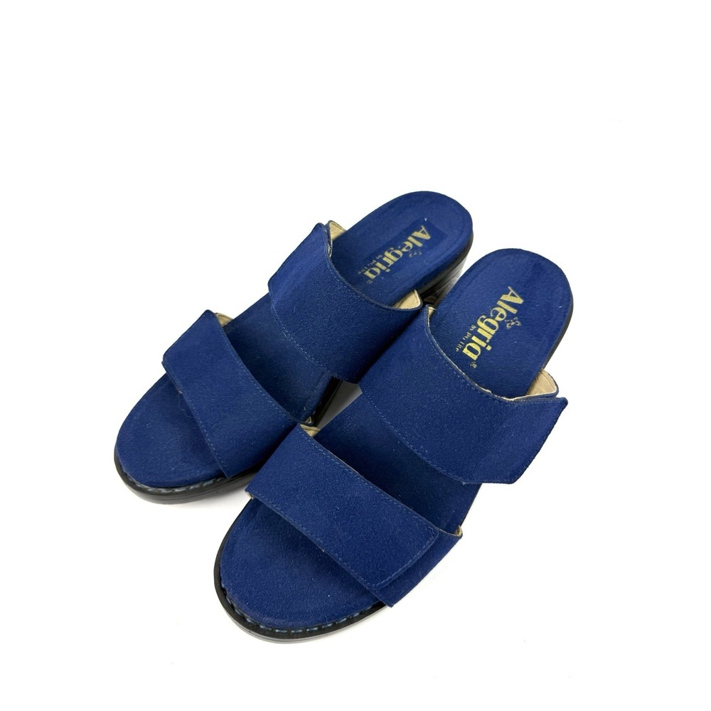 Alegria Tia Sandals 38 Sienna Blue Leather Sandals Slip On Womens Comfort Heel